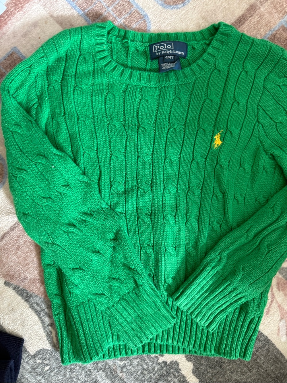 Polo by Ralph Lauren Bright Green Cable-Knit Crewneck Sweater